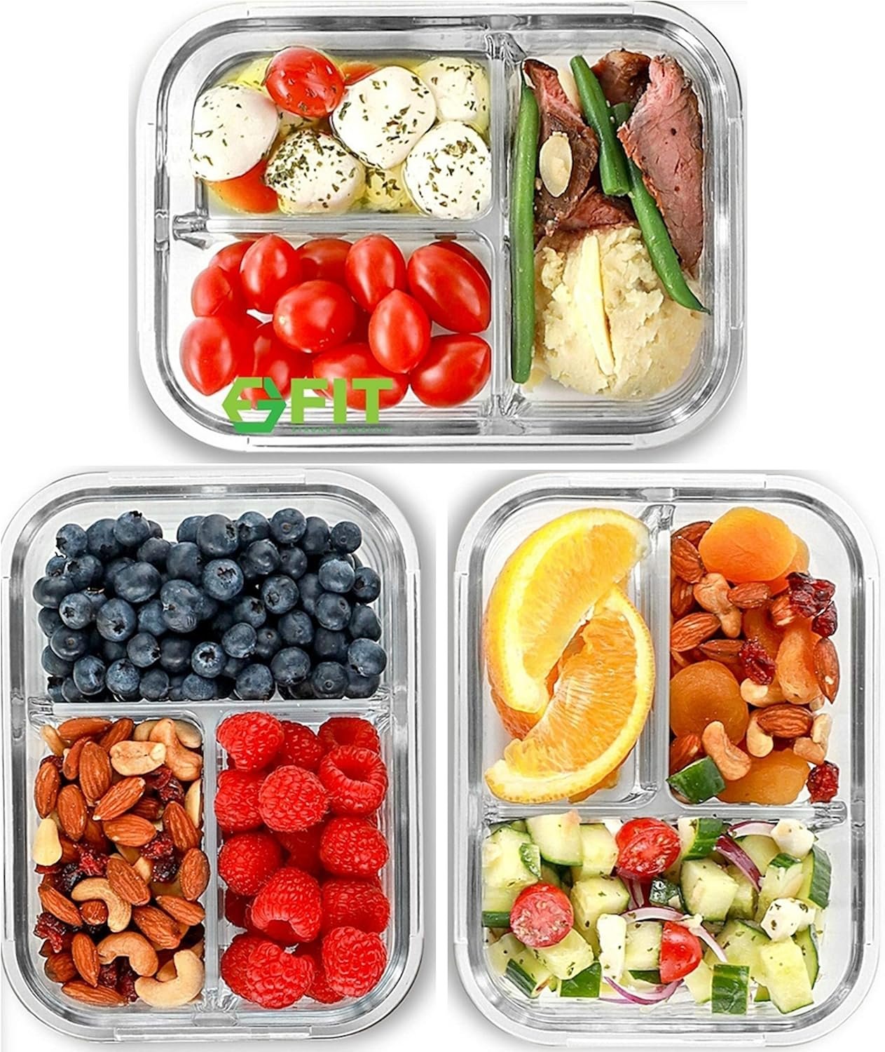 3-Compartment Meal Prep Containers: Simple containers that make balanced meals and meal prep easier.