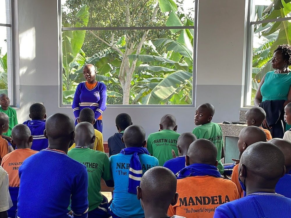 Sabina re-established Club GLOW (Girls Leading Our World). In this photo, the president of club GLOW addresses her membership. Not only do the girls learn life skills, but they also obtain additional leadership skills. #endperiodpoverty #girlleaders 