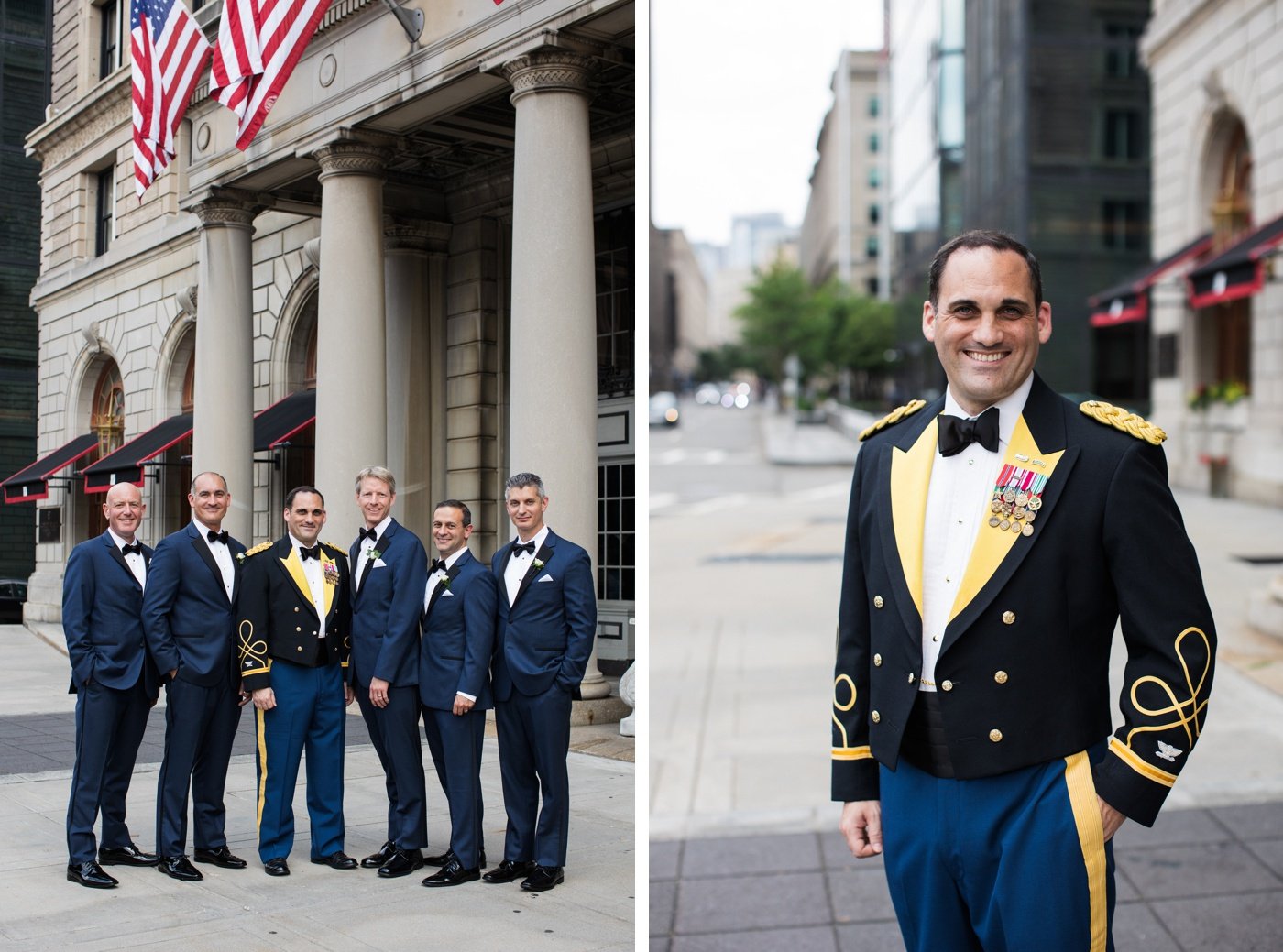 Wedding party portraits in Copley Square