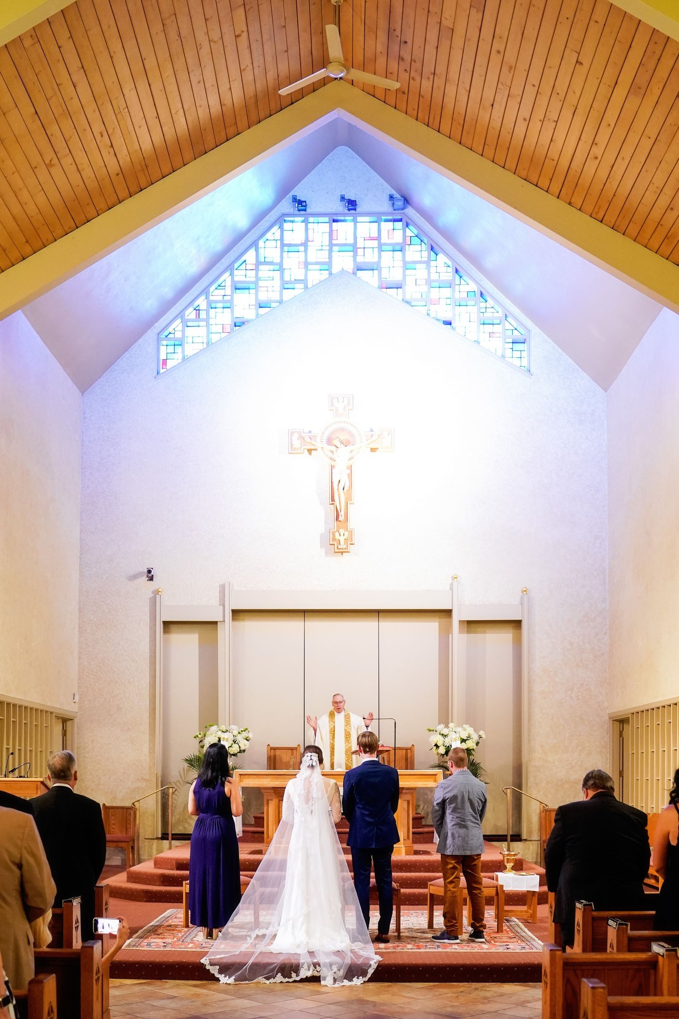 Intimate wedding mass at Holy Trinity Catholic Church in Harwich, MA