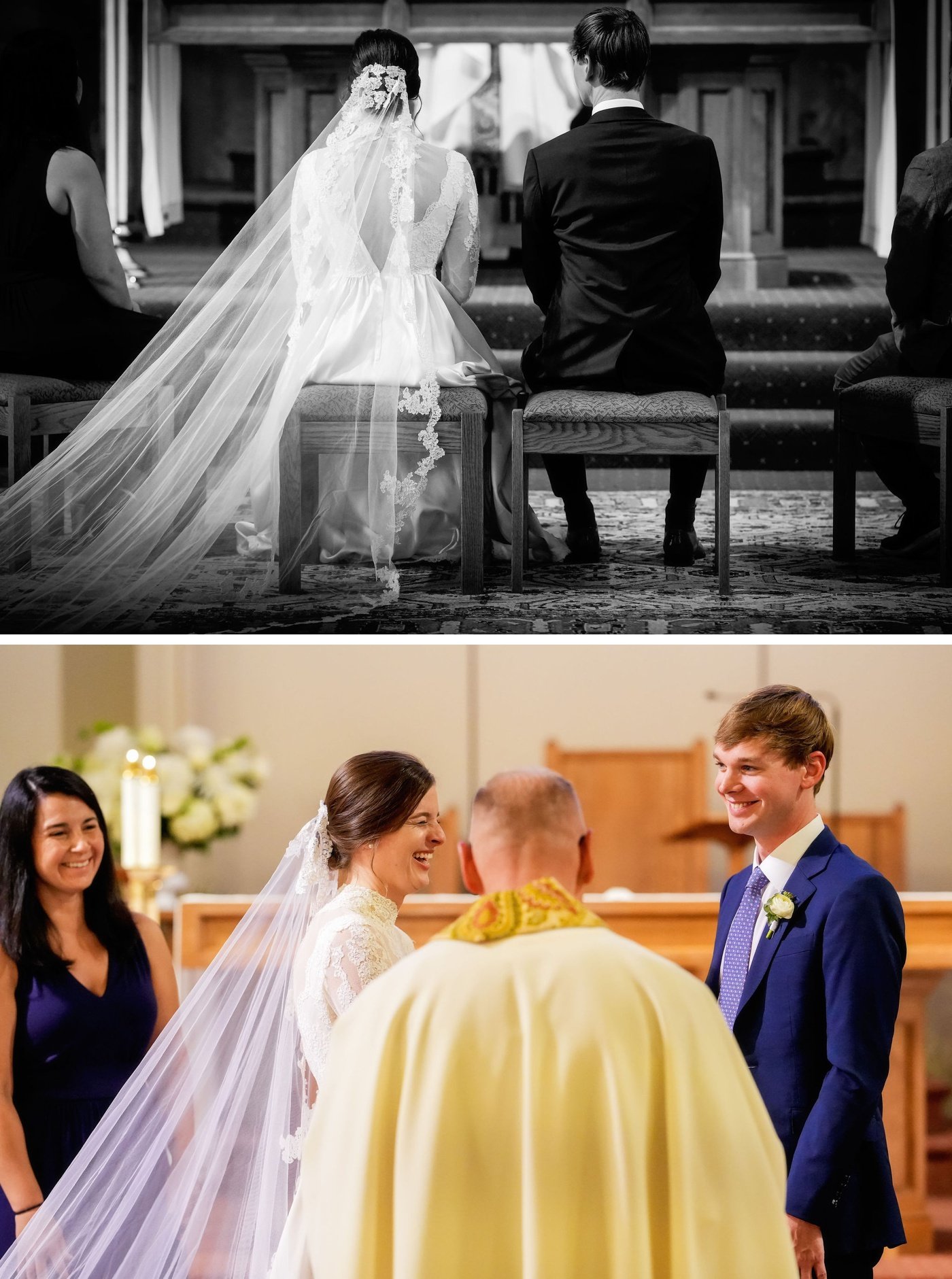 Intimate wedding mass at Holy Trinity Catholic Church in Harwich, MA