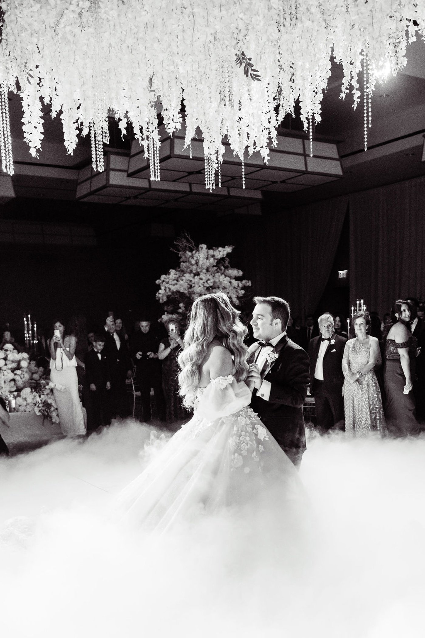 Wedding first dance with a fog machine at InterContinental Boston