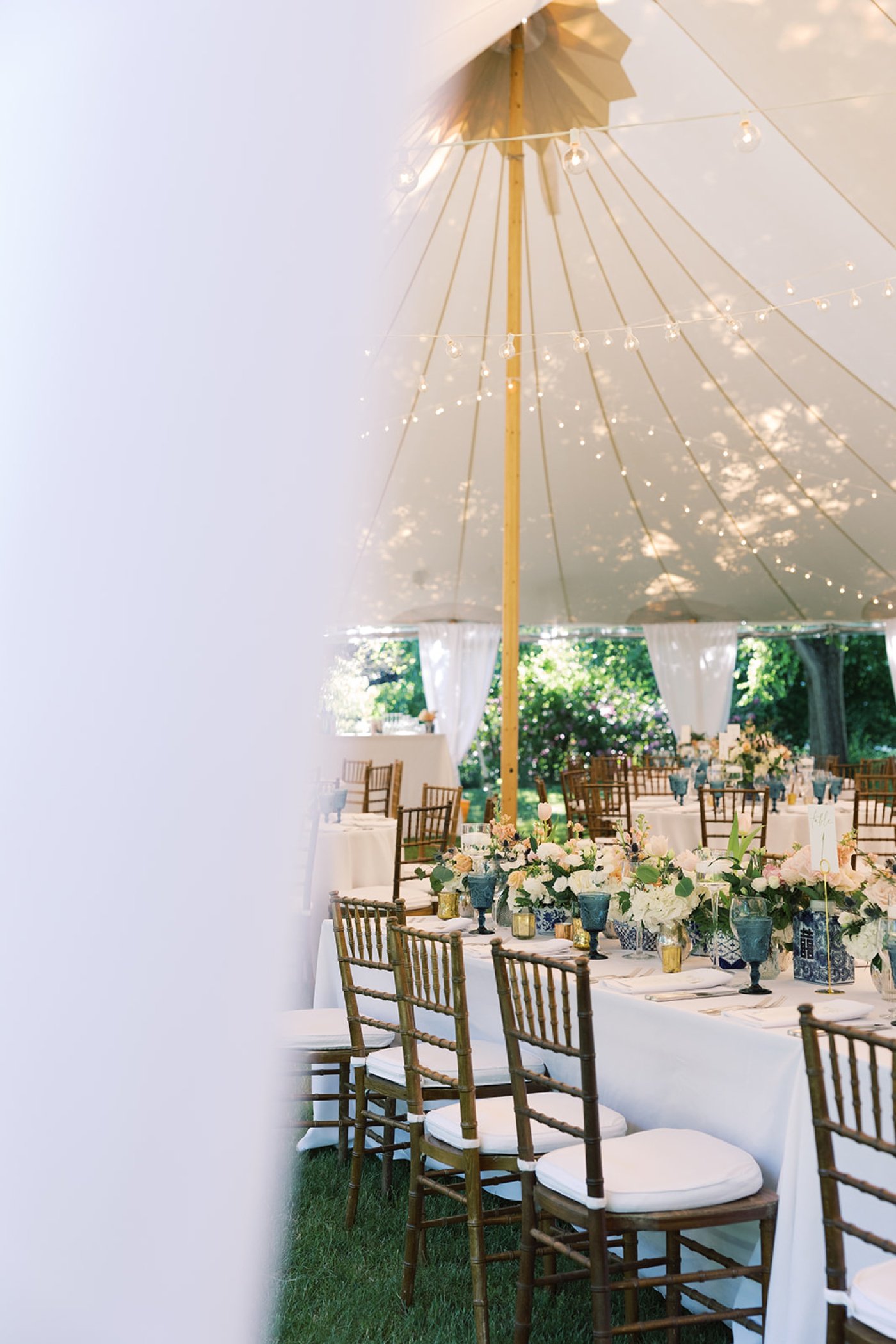 Tented wedding reception at The Garden at Elm Bank