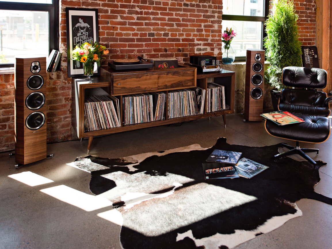 Mid Century Minimalist Audiophile, Vinyl Record Cabinet Audiophiles