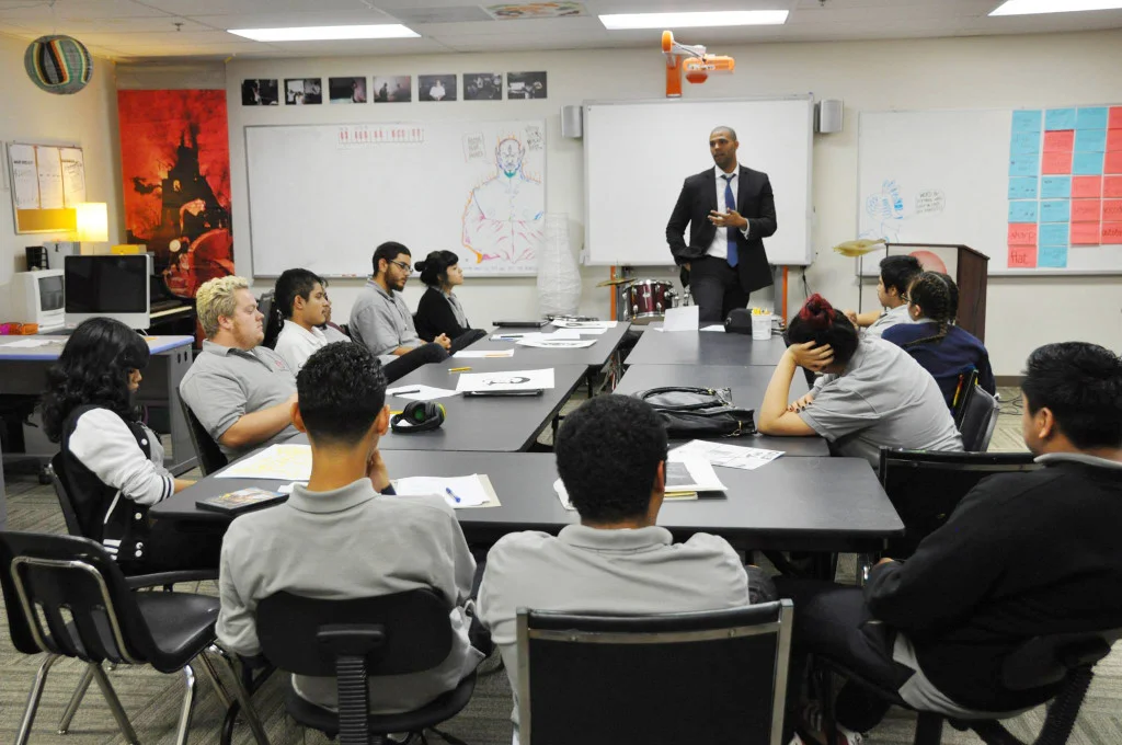 Scott Budnick and Prophet Walker speak to artworxLA Students