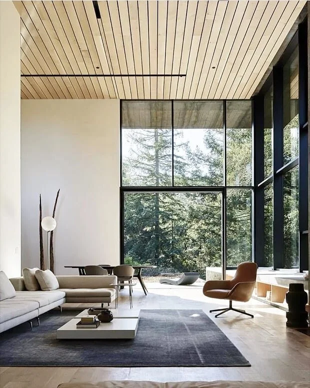 The natural colour palette, glass sliding doors&nbsp;and&nbsp;wood material make this minimalist style created by&nbsp;@faulknerarchitects come together flawlessly.
.
.
.

We would love the opportunity to translate your style be it minimalist or not 