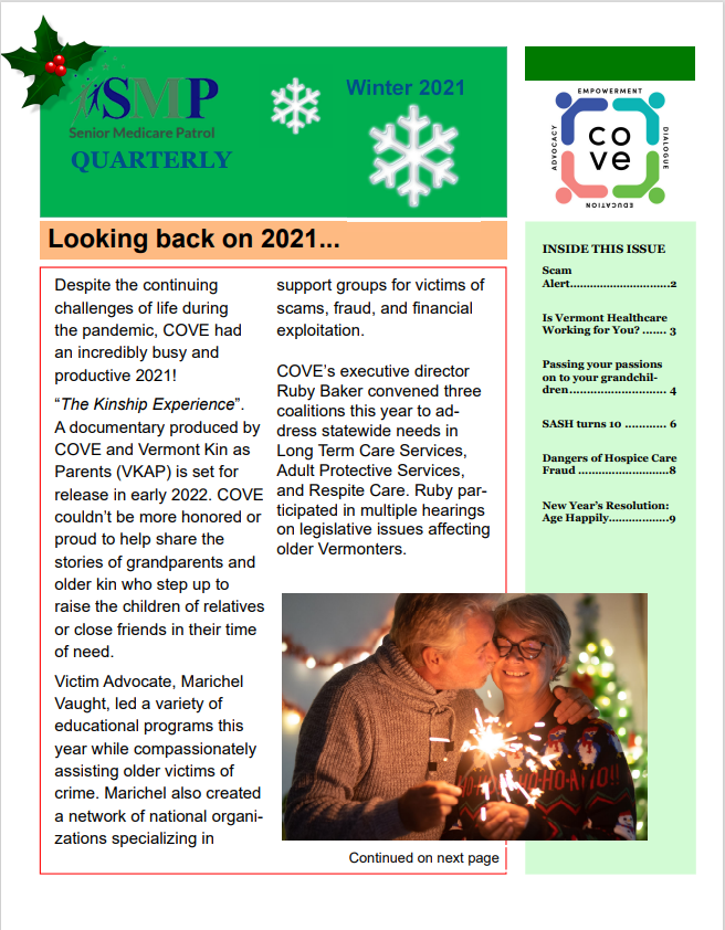 Quarterly newsletters — Community of Vermont Elders