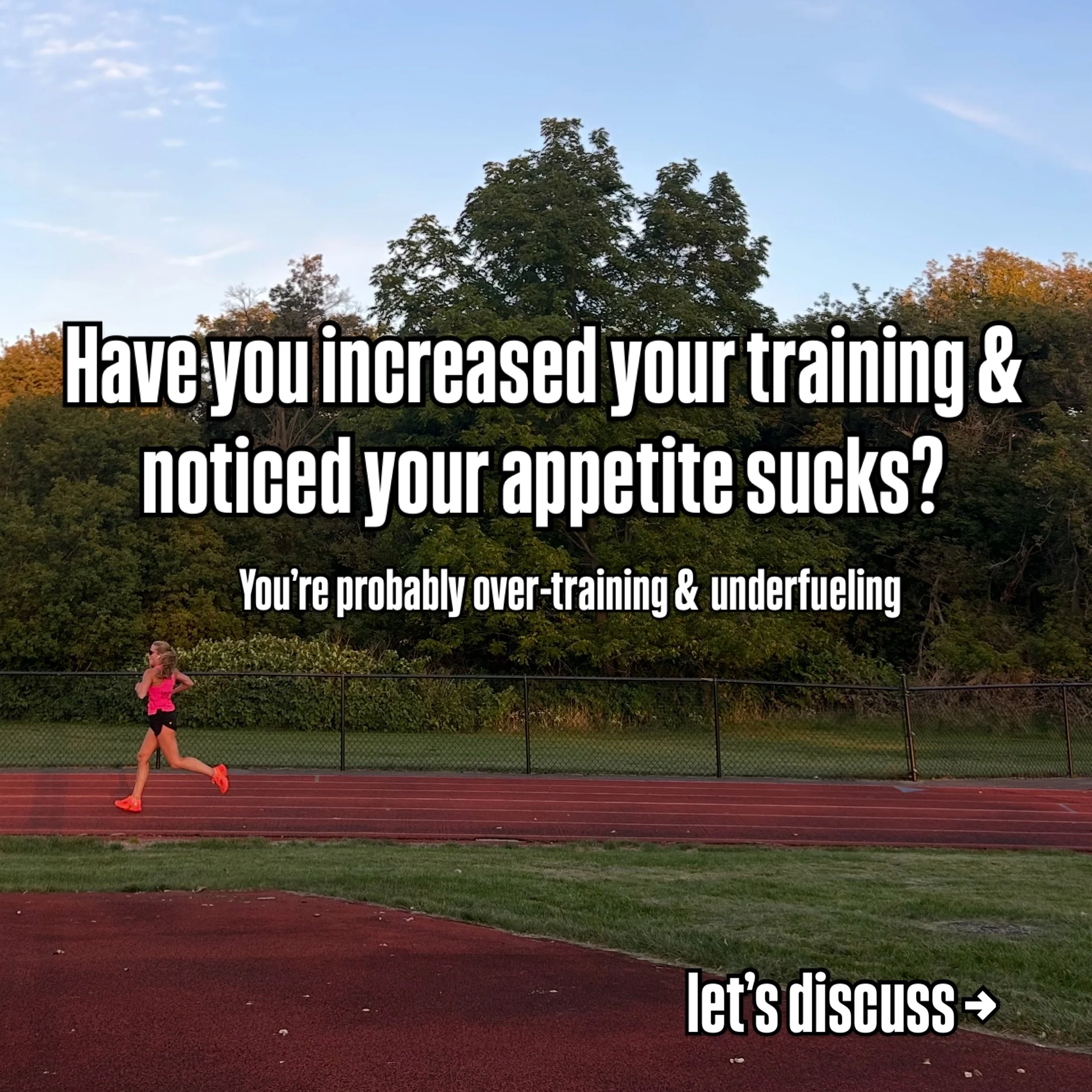 TLDR: if you&rsquo;re training a lot you can&rsquo;t rely on hunger cues to eat enough to support the work 🗣️

Bodies are smart as hell. They will adapt when they don&rsquo;t have enough energy. 

Altered appetite and fullness are some of the most c