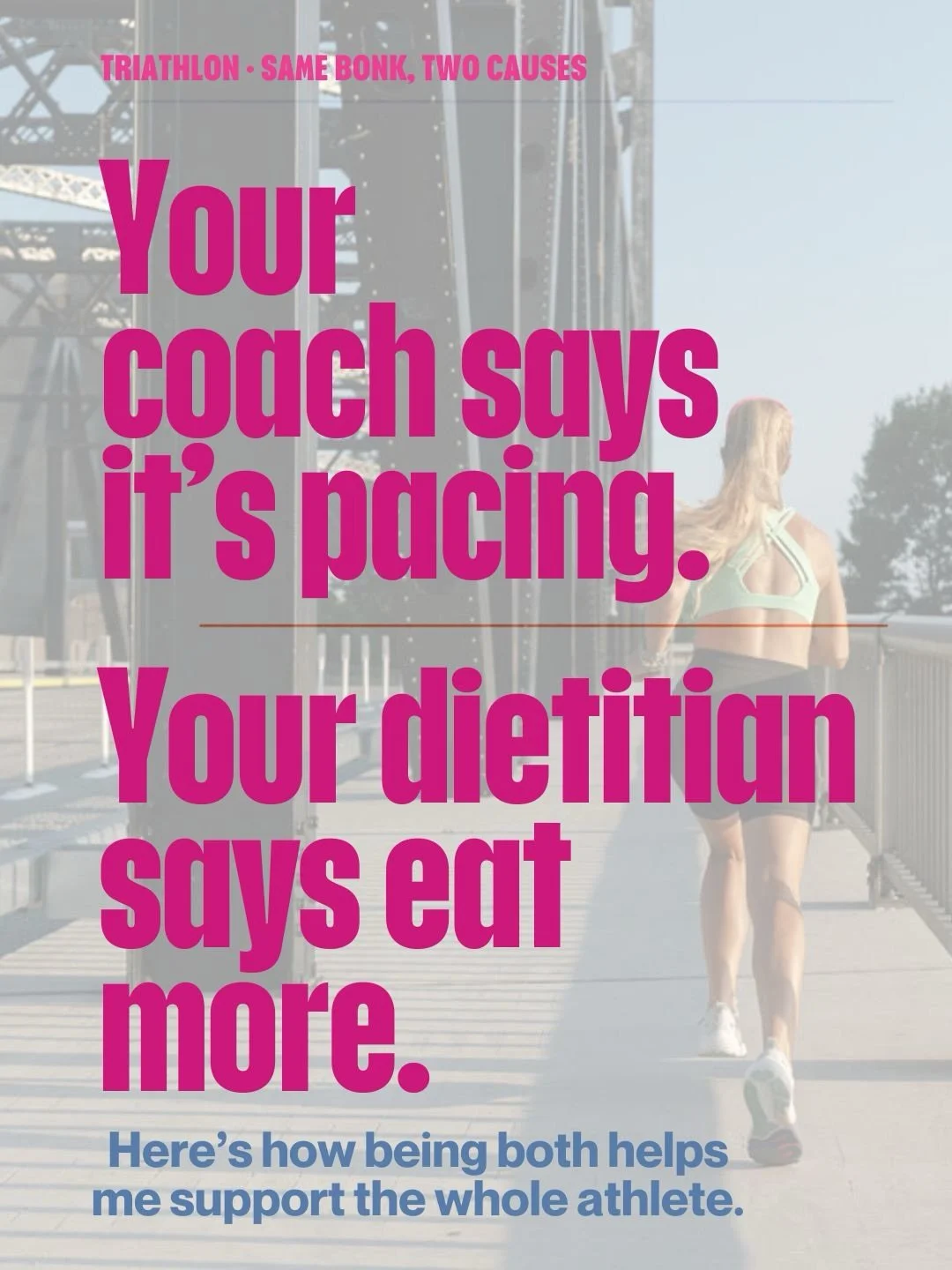 Coach 🤝 Sports RD all in one✨🙋&zwj;♀️ as we like say, things like bonking, under-recovery, flat performances, etc. are often ✨multifactorial✨

Sure, not every athlete needs the support of both. 

BUT for the person looking for a whole-athlete appro