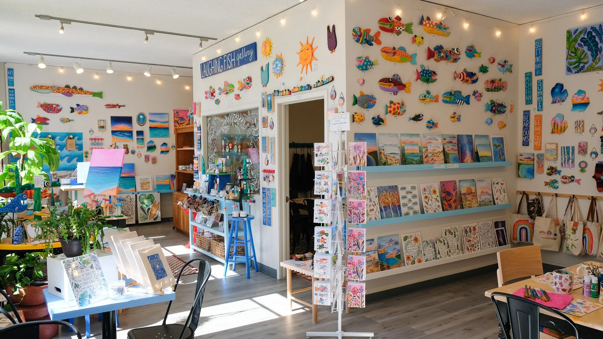 Art Galleries in Traverse City Michigan, Local Art in Traverse City, Michigan Art Galleries, Local Michigan Artists, Funky Fish Art, Shelly Drews fish artist