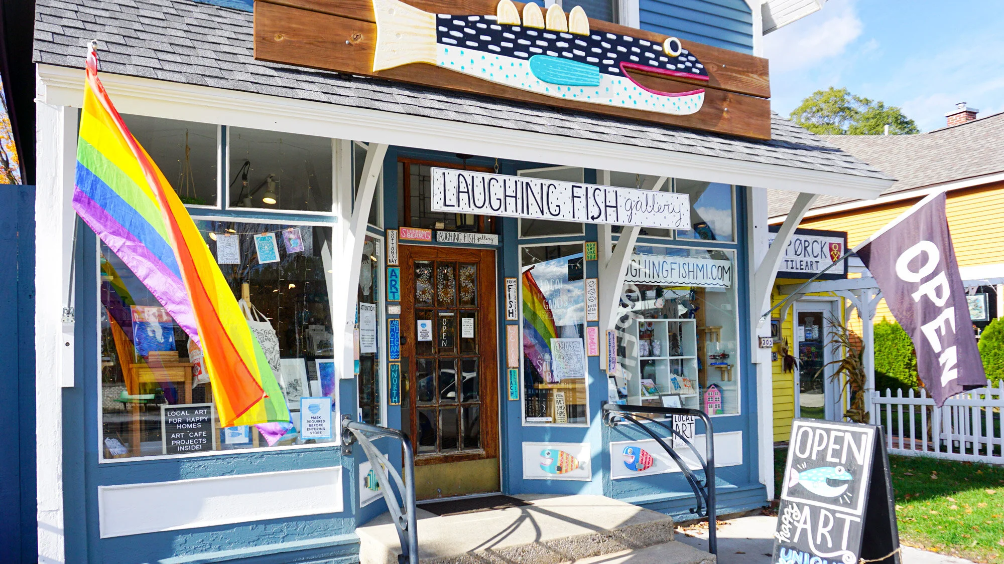 Laughing Fish Gallery when it opened in Suttons Bay, Michigan