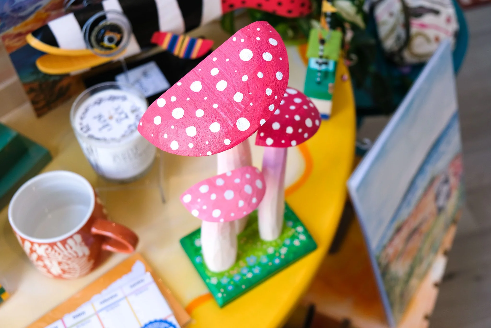 Whimsical Pink Mushrooms
