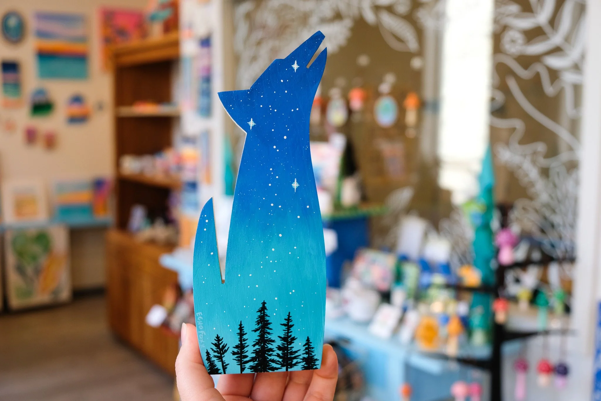 Night Sky Northern Michigan Coyote Wall Decor