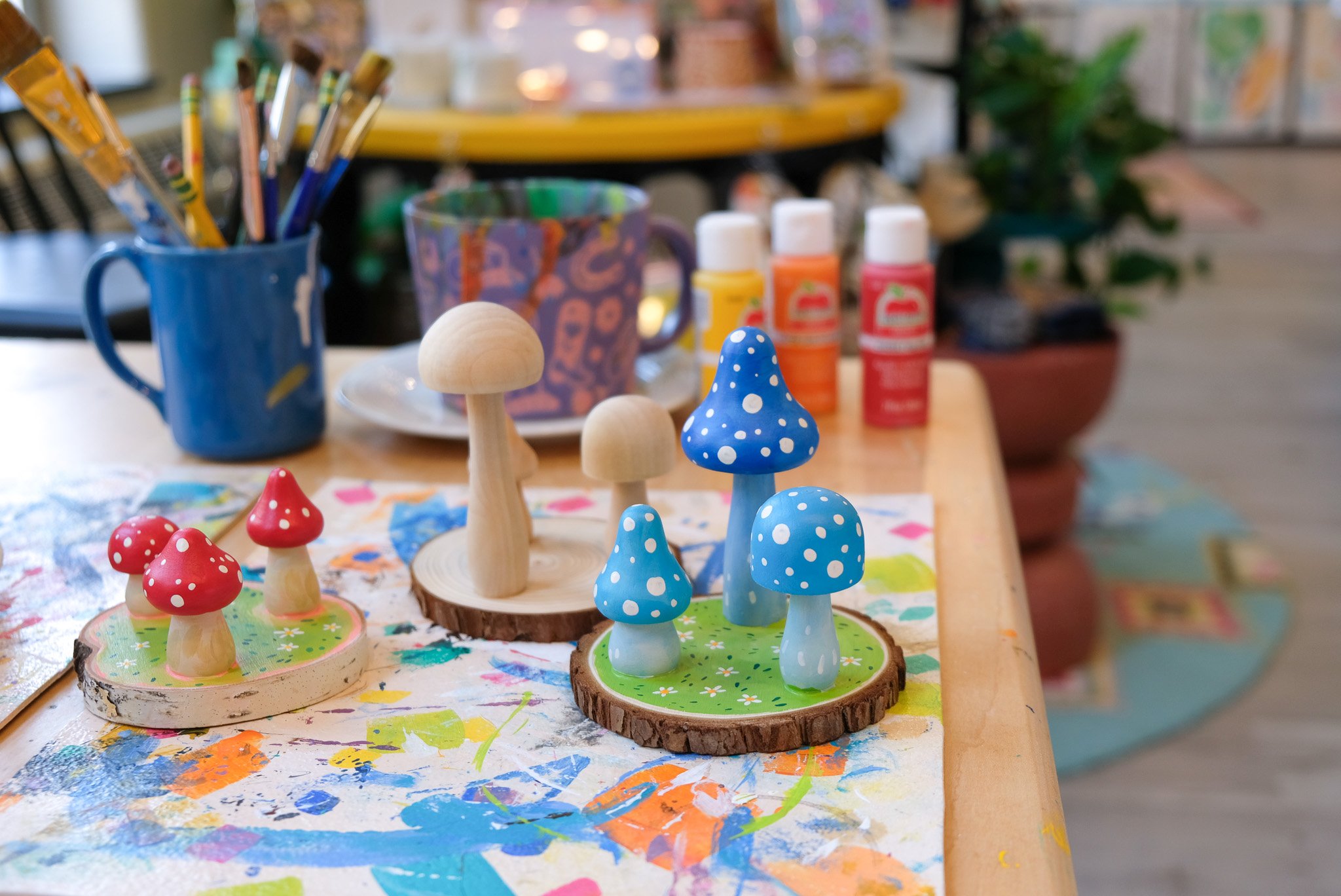 Colorful Mushroom Art, Happy Art Gallery Traverse City, Things to do in Traverse City, Michigan Art Gallery