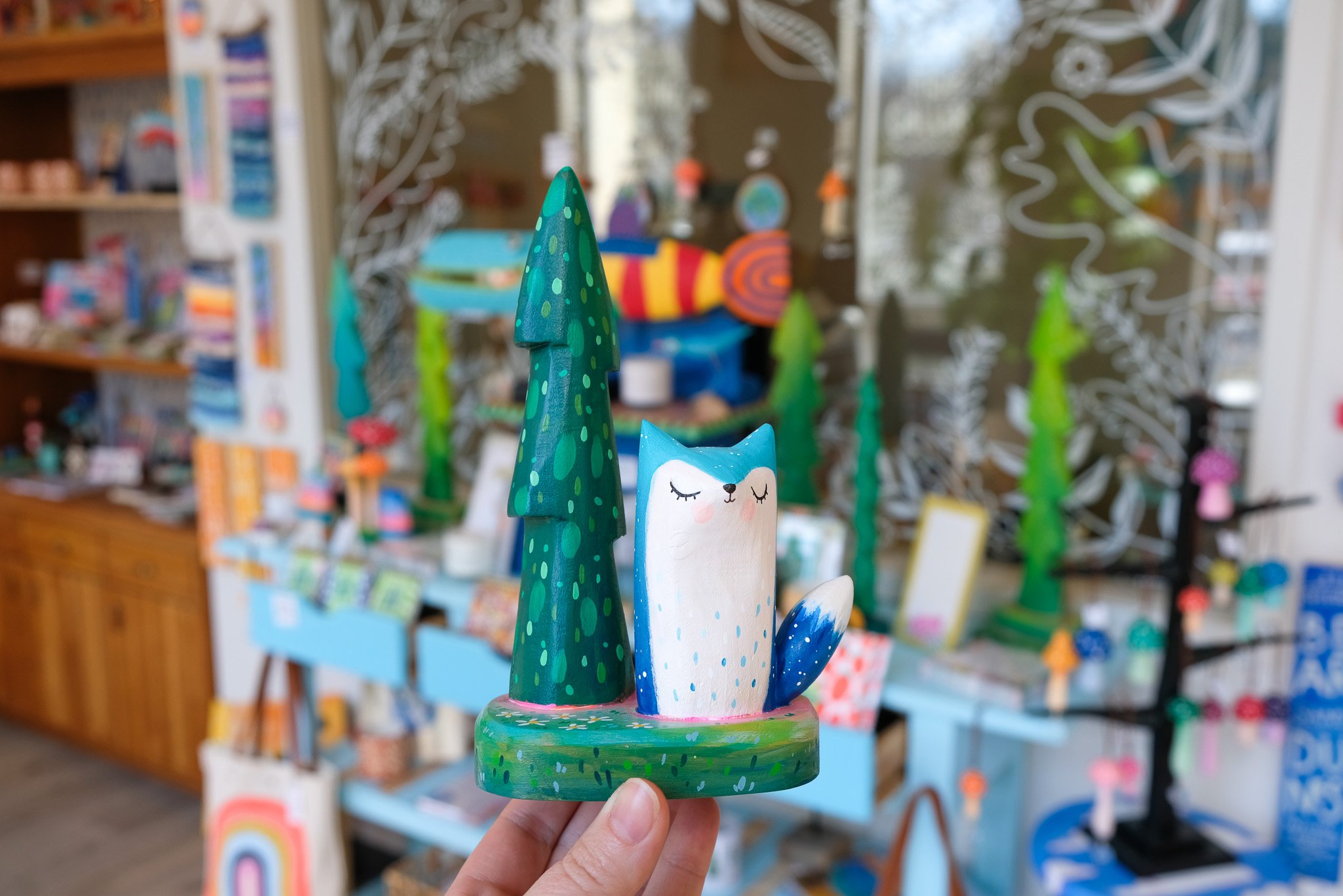 Sleepy Blue Hand Painted Fox