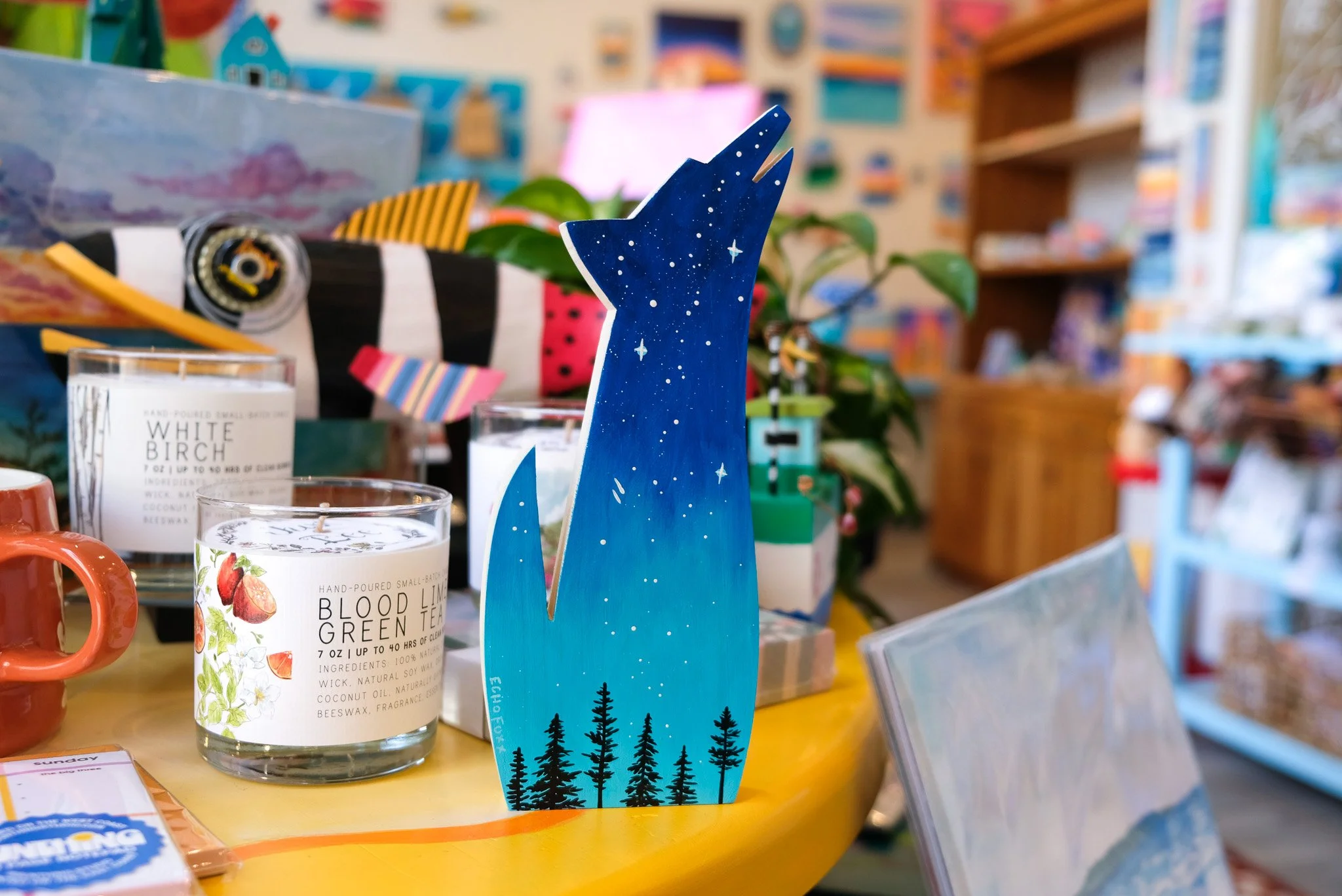 Starry Sky Howling Wolf Wall Decor
