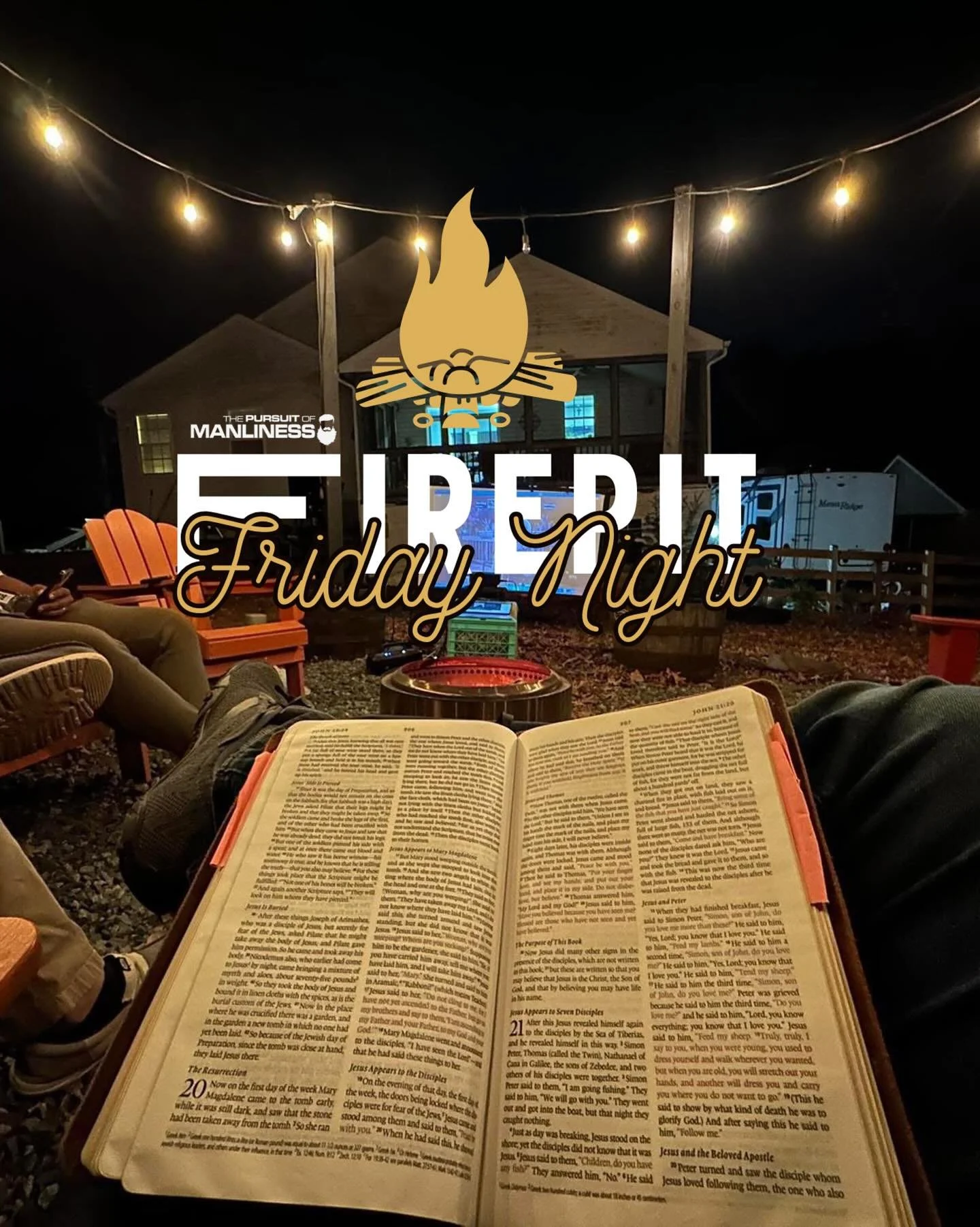 We had a great evening last night with our first Fire Pit Friday Night with men from all across the country and beyond logging on virtually to sit around a fire together. 

Thank you all who were able to make it, those you invited to join you, and th