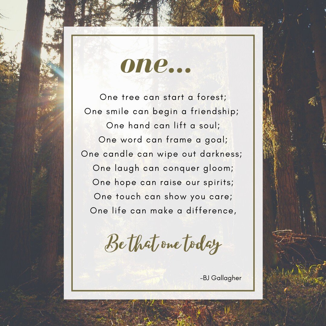 While this poem doesn't speak of kindness explicitly, it certainly sums up the power of kindness.  The power of one. 

One kind act... that's all it takes and the ripple effect kicks in.  It's a powerful thing - the power of one.

How will you &quot;