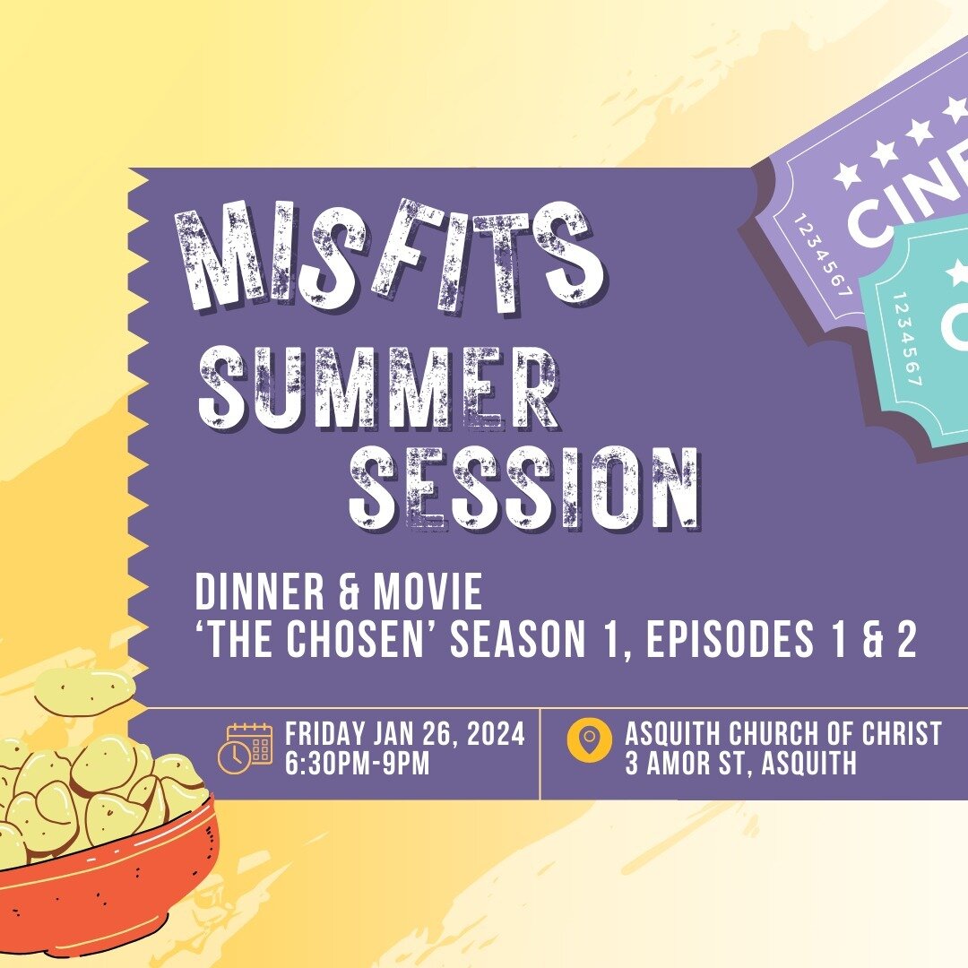 Happy New Year! We'll be hosting a Misfits Summer Session to celebrate the last Friday of the summer holidays, featuring dinner and the first two episodes of #thechosen, a multi-season series about the life and ministry of Jesus of Nazareth. Invite y