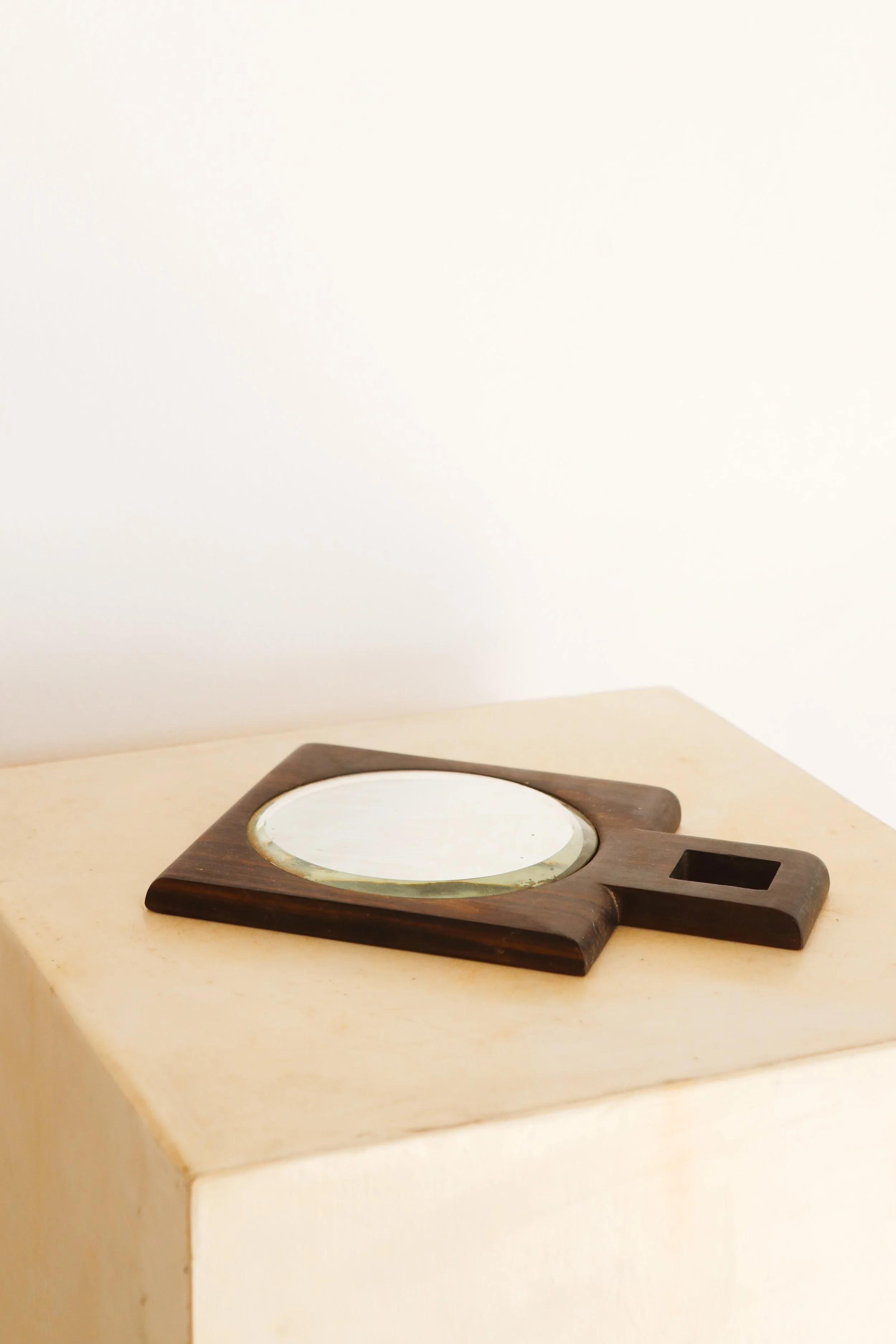 Beveled Glass & Macassar Hand Mirror