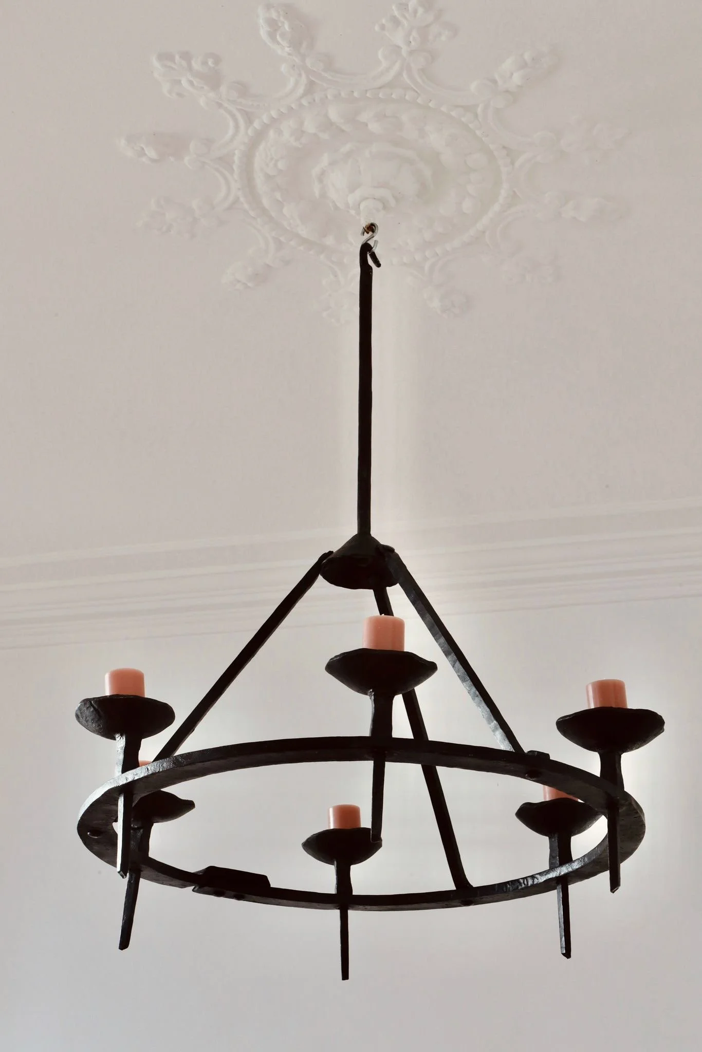 Sculptural Six-Light Candle Chandelie