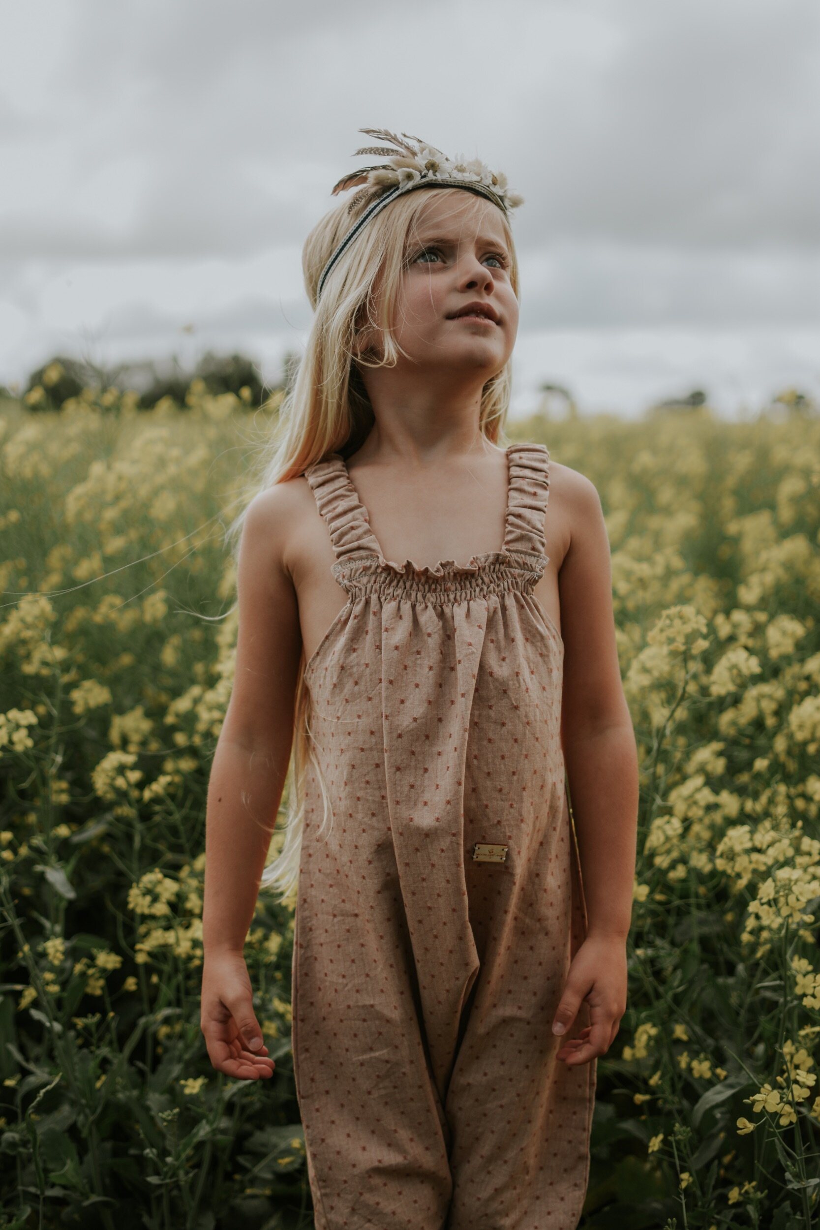 Organic Elastic Jumpsuit Dotty Salmon