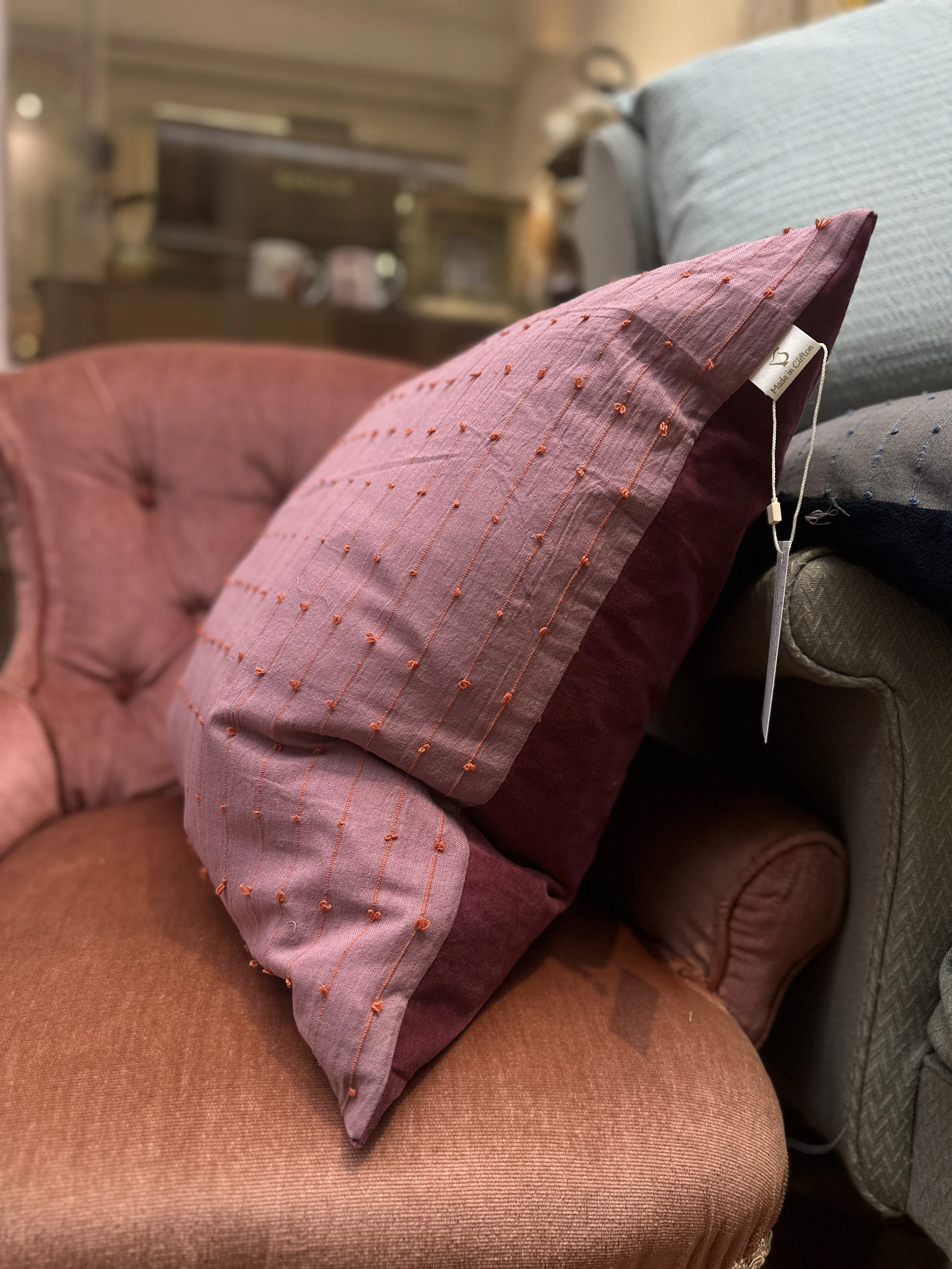 Berry Blush Loops & Pink Velvet Duck Feather Cushion