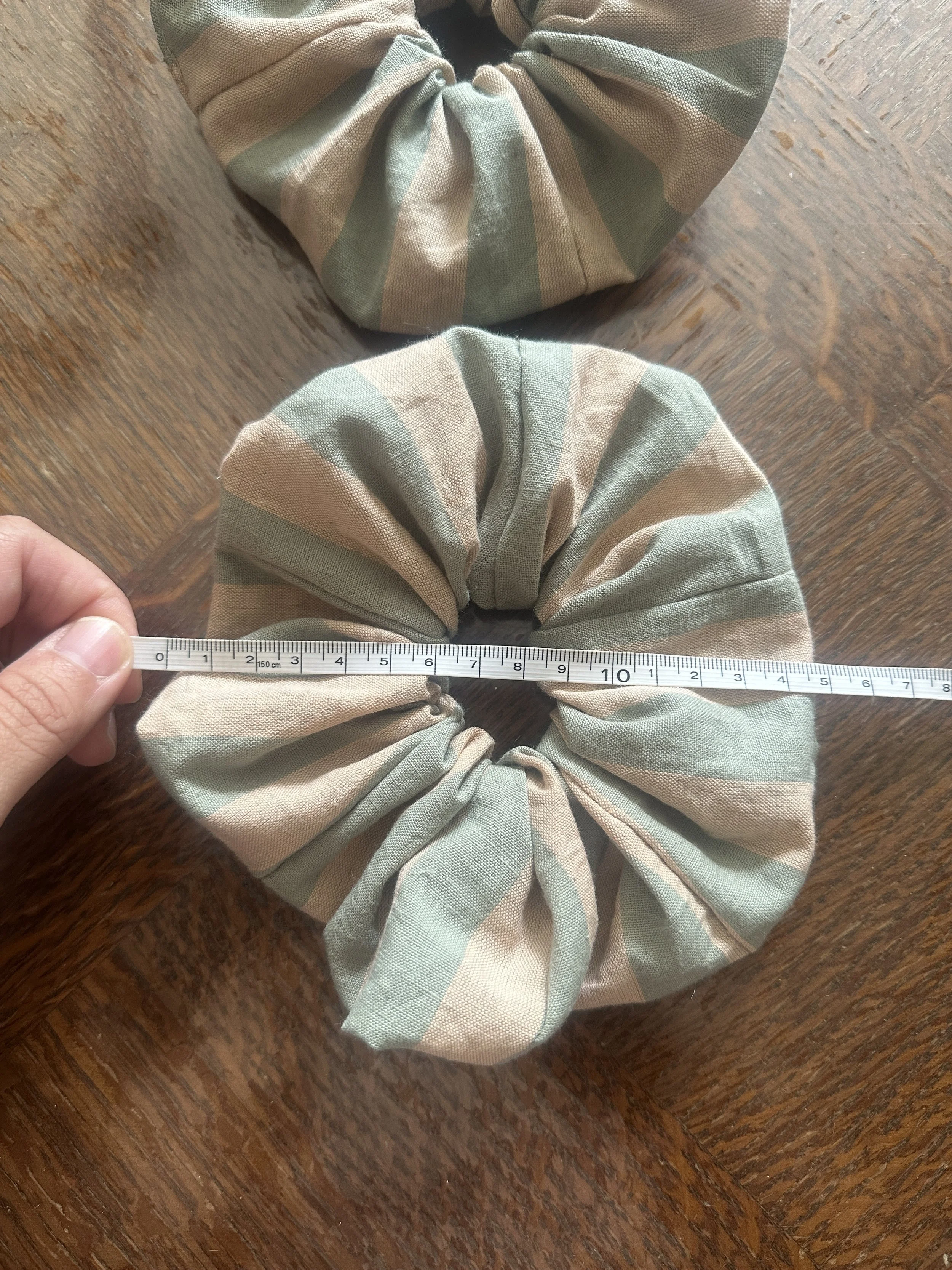 Sage Green & Blush Pink Stripe Scruchies