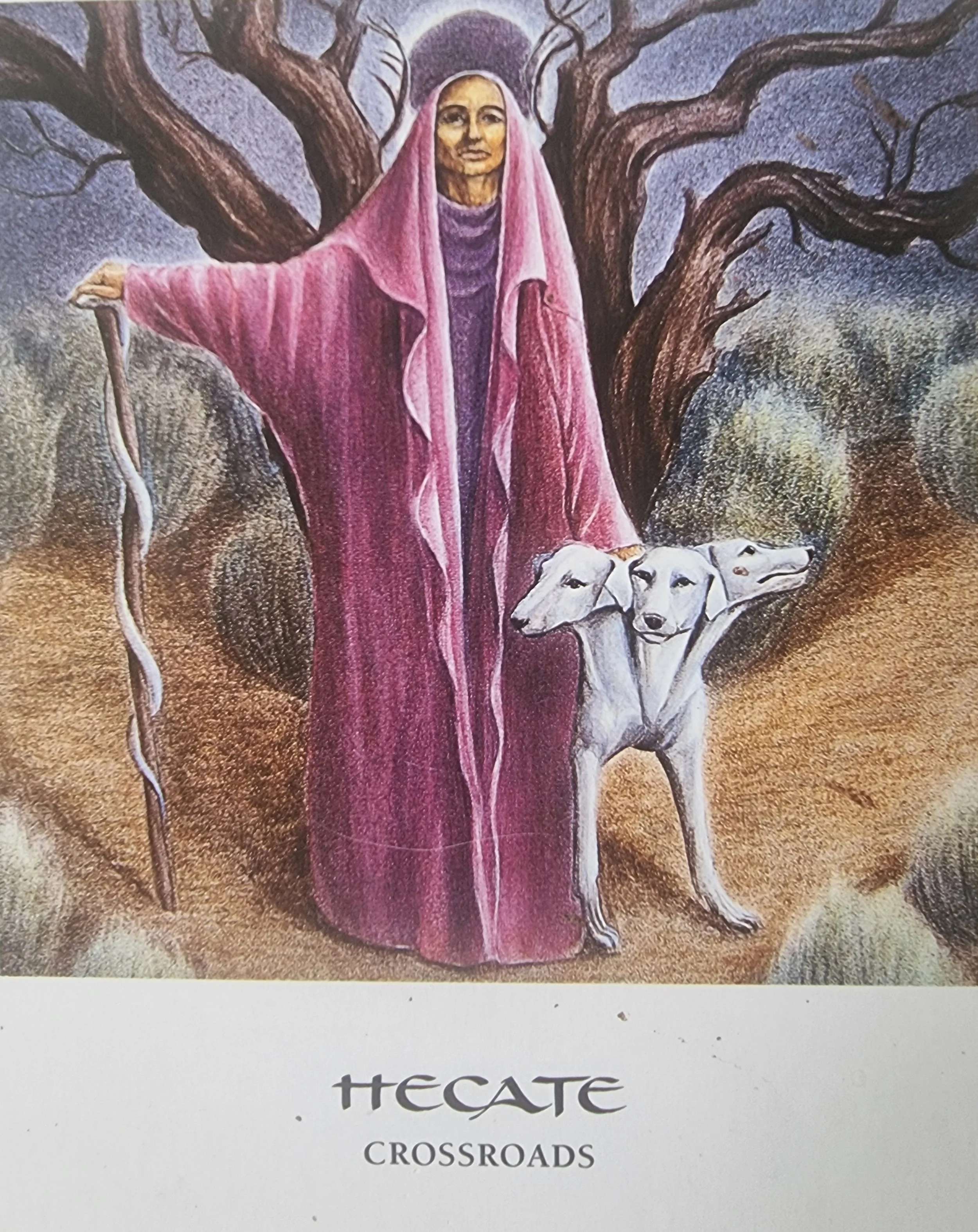 Goddess Hecate, witch, wise woman, standing at the crossroads