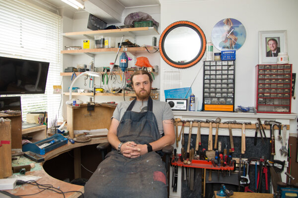Brand photo of Richard in his workshop in Greenwich, London