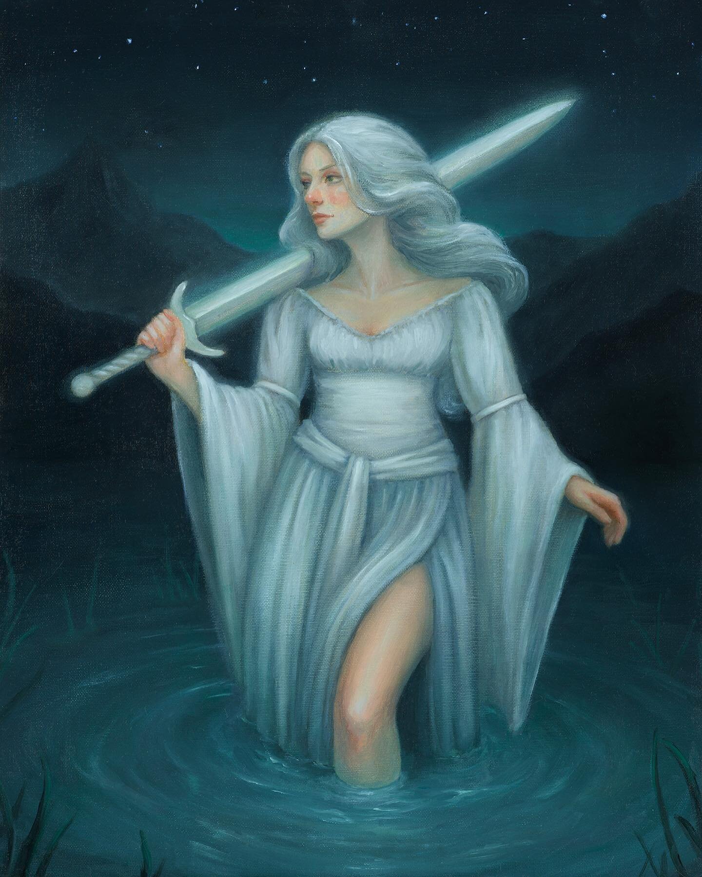 My painting, &ldquo;Lady of the Lake&rdquo; will be up for auction along with many awesome artworks inspired by Arthurian Legend, on the @badappleartists FB group starting TODAY at 5pm EST.
#arthurianlegend #ladyofthelake #medieval #oilpainting