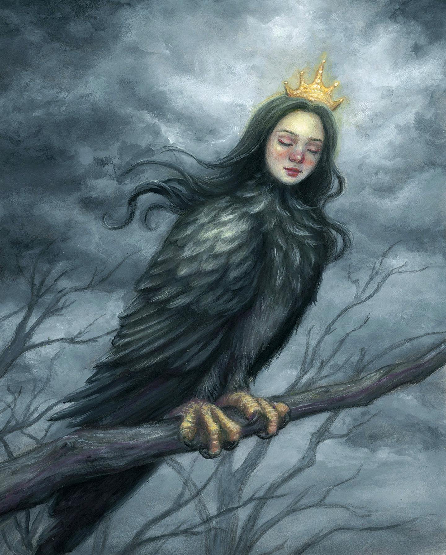 Join us at 5pm EST at the @badappleartists FB page for our November auction &ldquo;Slavic Fairytales&rdquo;.
Here is my piece &ldquo;The Alkonost&rdquo;, inspired by the legendary bird with the head of a woman from Slavic folklore. This creature sing