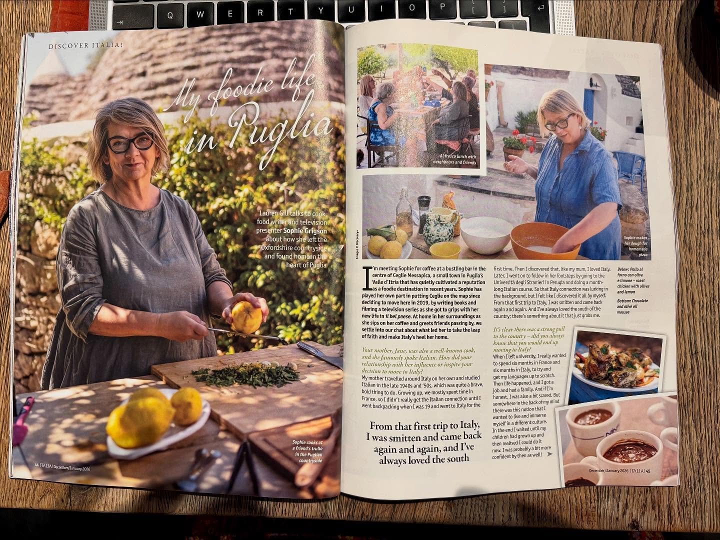 One for the grid 💫 my first assignment for @italia_magazine in the latest issue - an interview with @sophie_grigson_herself all about the life she has made in Puglia ❤️