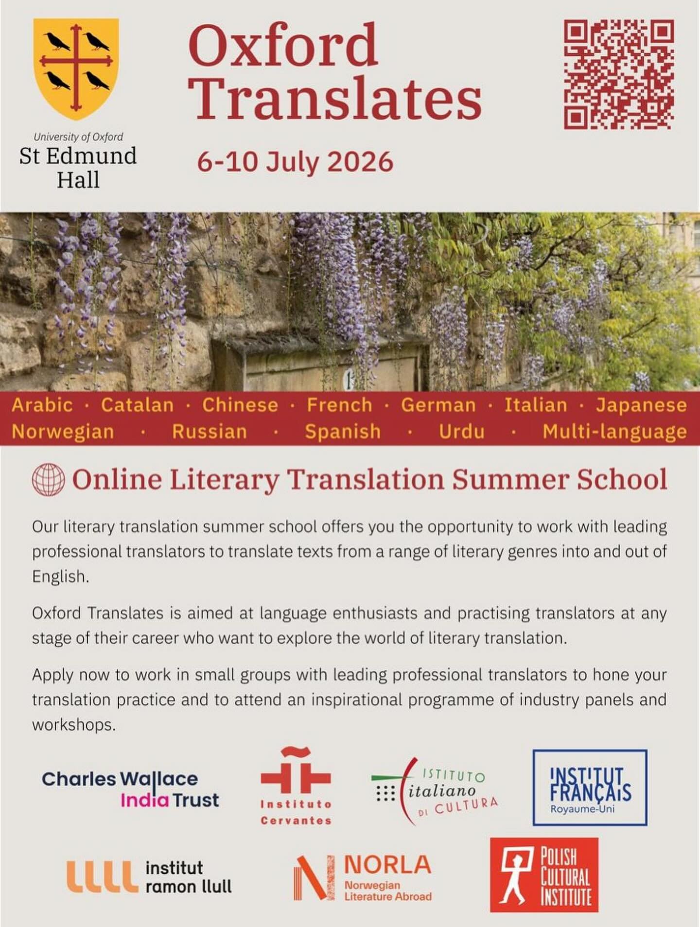 Couldn&rsquo;t be more excited to have secured a place on the Italian to English workshop track at @oxford.translates this summer. I can&rsquo;t wait to immerse myself in literary translation for the week and be inspired by the programme and colleagu