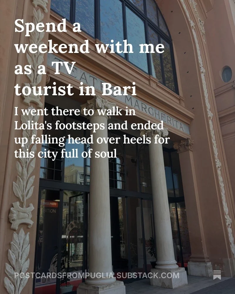 I&rsquo;ve just published my article on spending a weekend in Bari in the shoes of Lolita Lobosco 👠✨

Come with me on this book-to-TV adventure to learn more about the city which has a starring role and eat its speciality dish, the most excellent sp