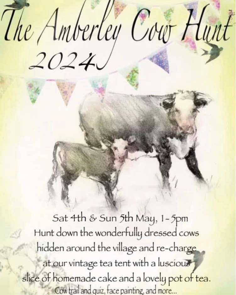 Four days to go! We are proud to sponsor the amazing Amberley Cow Hunt - look out for our cow as you wander around the route. Please note, our caf&eacute; will be closing by 1pm on Saturday and Sunday, leaving tea and cakes to the wonderful bakers at