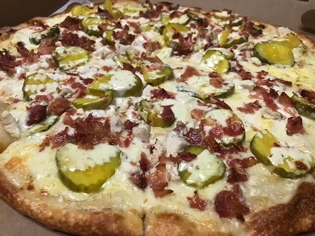 Check out our chicken ranch pizza with bacon and pickles! Our customers can&rsquo;t seem to get enough of this combo. 
Our hours are: Wed-Sat: 12-7pm
570-675-9611