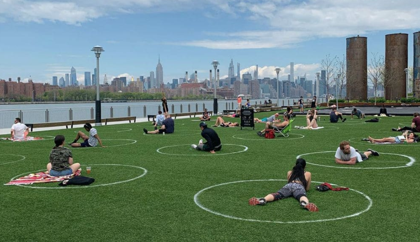New York Park paints ‘social distancing circles’ so parkgoers stay six feet apart