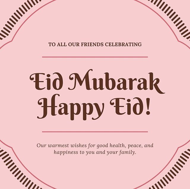 Eid Mubarak! To all of our friends celebrating the holiday of Eid, we wish you a very Happy Eid.

#eidmubarak #eid #eid2020
