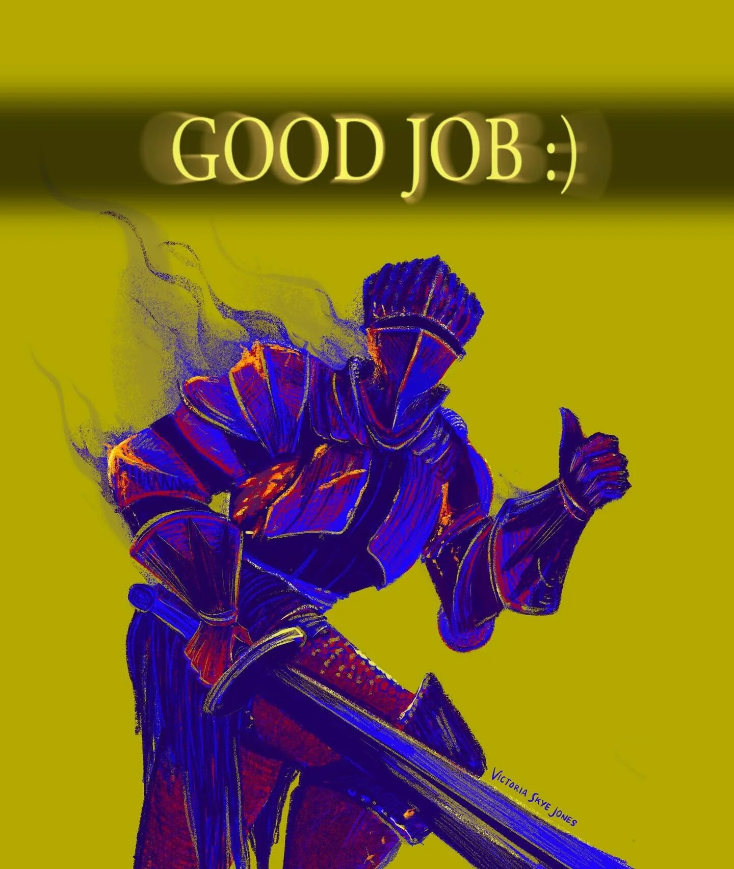 Good job :)
I&rsquo;ve been working on finishing Dark Souls III and every time I go to open the game this is all I see&mdash;swipe for the original game art. 
#art #digitalart #darksouls #darksouls3 #darksoulsart #fromsoftware #fanart #knight #armor 