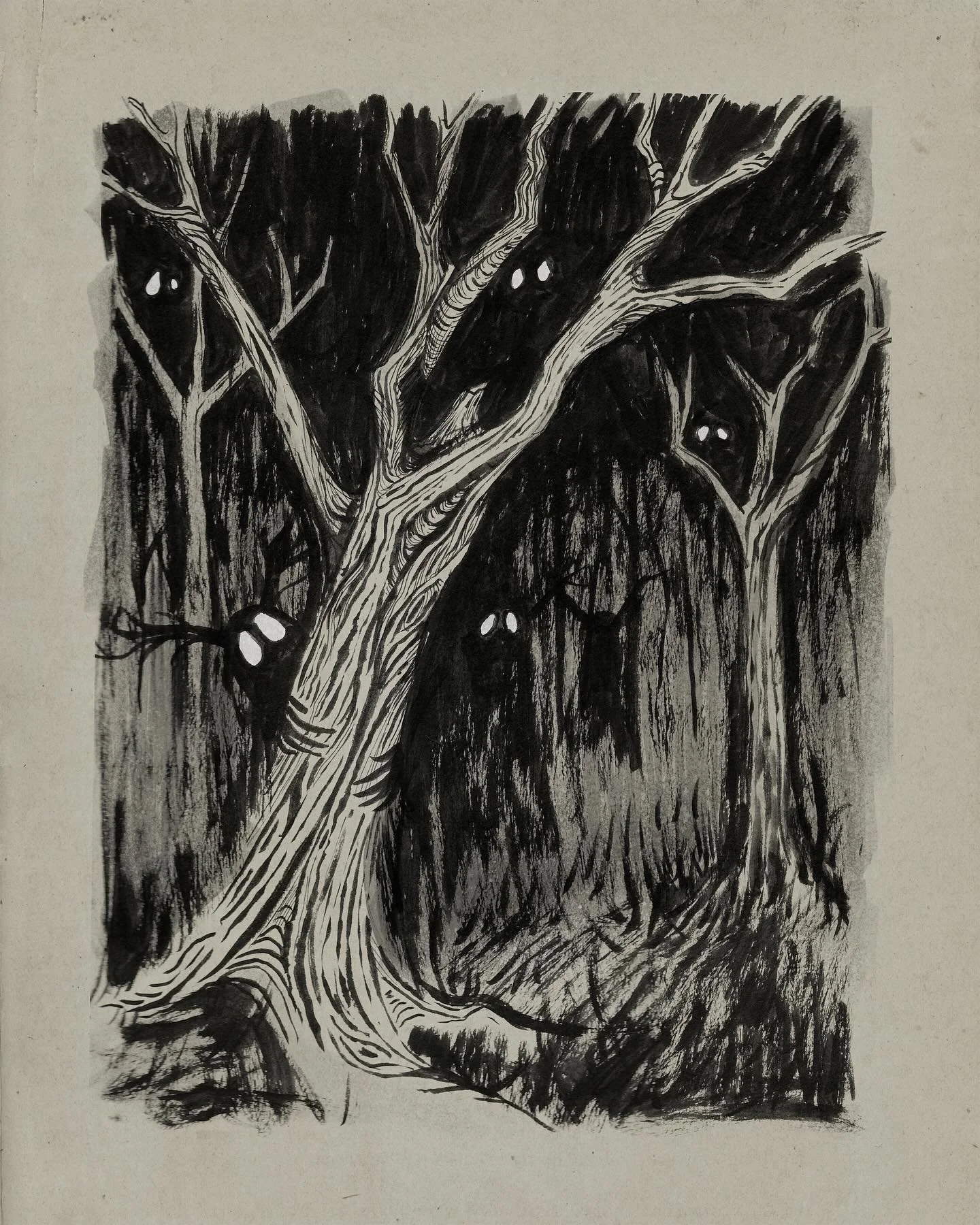 Trying out some inking, swipe for the unedited scan 
.
#art #inkdrawing #illustration #illustrationartists #bookart #spookyart