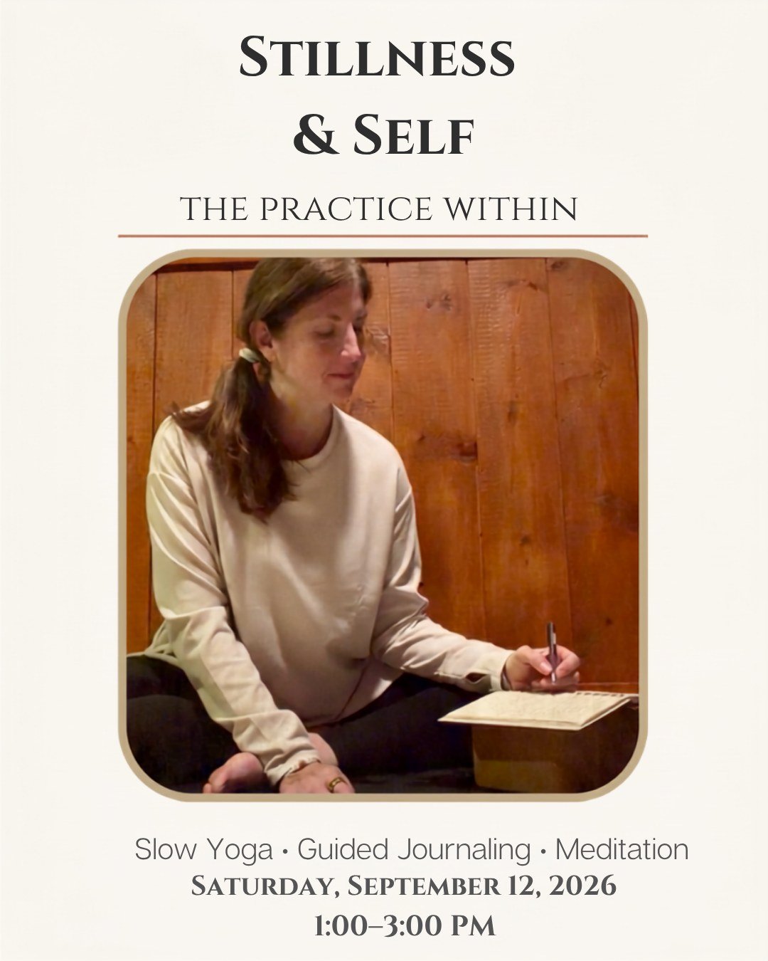 Just a quick reminder to carve out some quiet time for yourself next month.

On Saturday, September 12th, Jessica Danz is guiding "Stillness &amp; Self" at our Denville studio. This is a beautiful two-hour practice that blends slow, mindful