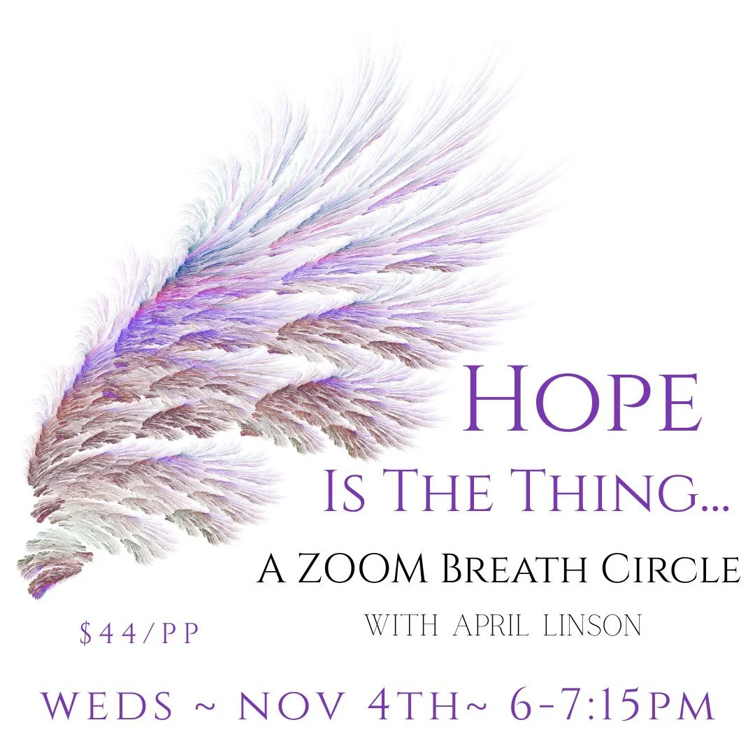 If you missed the live in-studio session of "Hope is the Thing," or if you are simply too far away to join us in person, we&rsquo;ve set up a live Zoom Breath Circle so everyone has the chance to participate&hellip; no matter how or where y