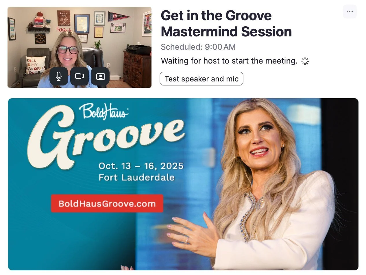 Tazo Awake tea in hand, camera on… and mindset open. ☕🖥️
This morning’s pre-meeting BoldHaus Groove MasterMind session delivered exactly what Statice founder @kathyzwarick needed:
✔️ Mindset shifts
✔️ Meaningful connections
🌟 New mome