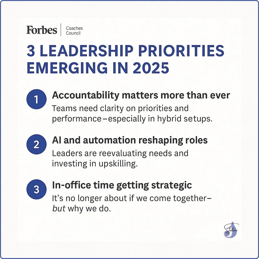 Leadership Priorities Are Evolving. Are You Keeping Up?
The post-Covid workplace is no longer about reacting — it’s about reimagining.
Our founder, Kathy Shanley, was featured in a recent @forbes_councils panel alongside 14 expert coache