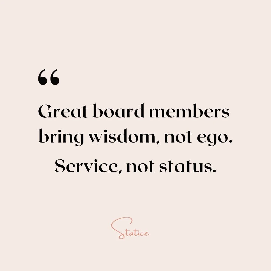 Great board members bring wisdom, not ego. Service, not status.

In mission-driven organizations, governance is not control.
It&rsquo;s partnership.

The strongest boards and CEOs work in alignment:
Clear on roles.
United in purpose.
Committed to the