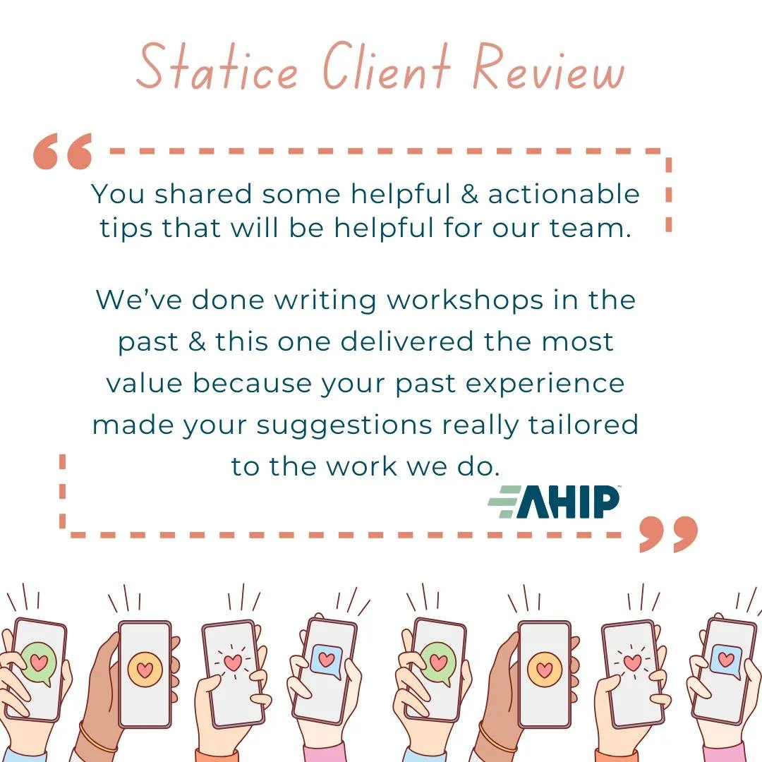 Client feedback like this makes our day. 💬

@AHIPcoverage shared these kind words after participating in our &ldquo;Workshop It: Let&rsquo;s Communicate!&rdquo; training and it means a lot.

The best workshops aren&rsquo;t just inspiring in the mome