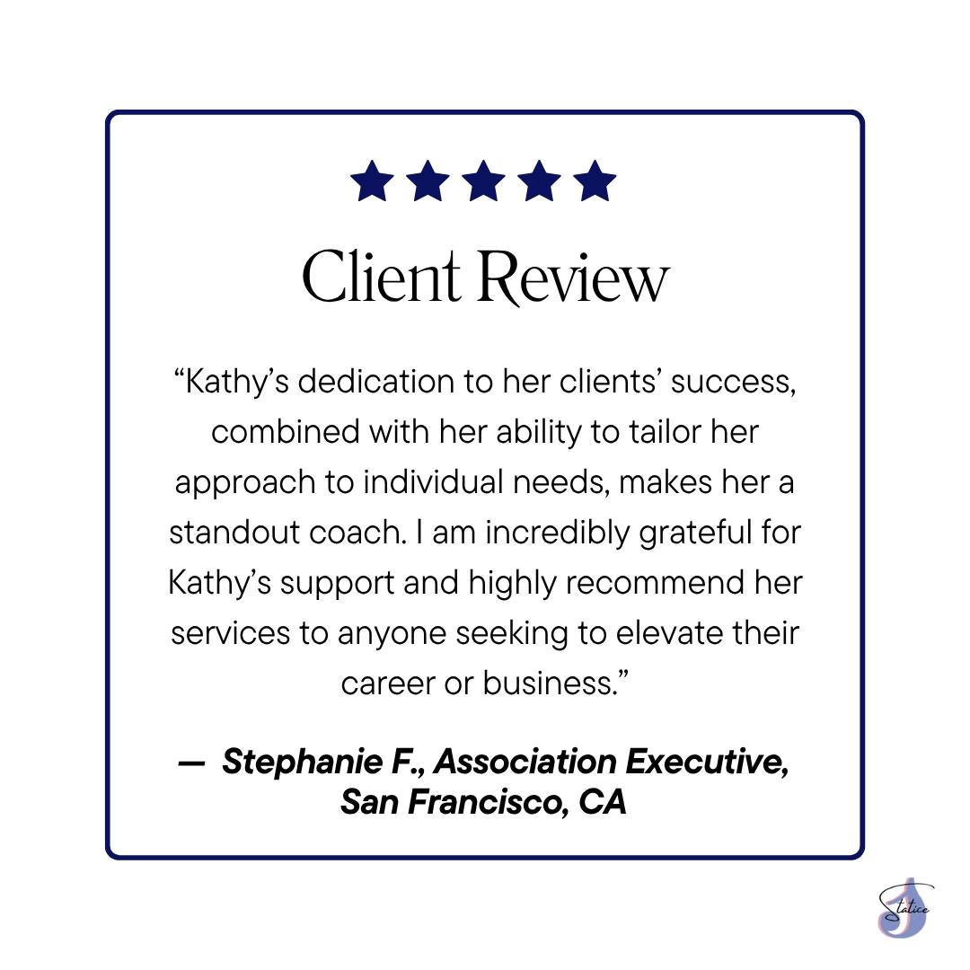 The best measure of coaching? The impact it has on the people you work with. 💙

I&rsquo;m grateful for clients like Stephanie who trust me to support them as they navigate their careers, leadership, and business goals.

Every client is different . .