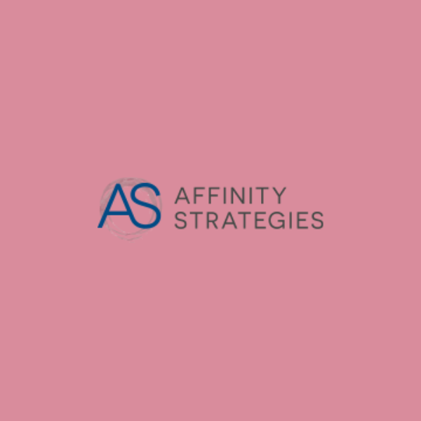 Affinity Strategies logo on a pink background.