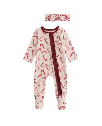 Mudpie | Candy Cane Sleeper and Headband